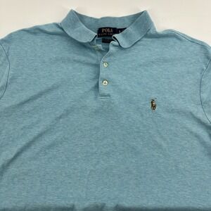 Polo Ralph Lauren Mens Polo Shirt Solid Baby Blue XL Cotton Pony Short Sleeve